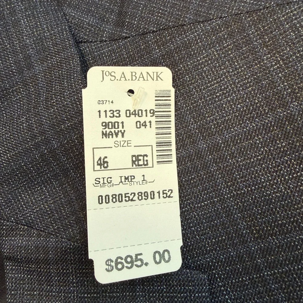 New Jos. A. Bank Signature Blazer Sport Coat Mens 46R Navy Blue Plaid Silk Wool